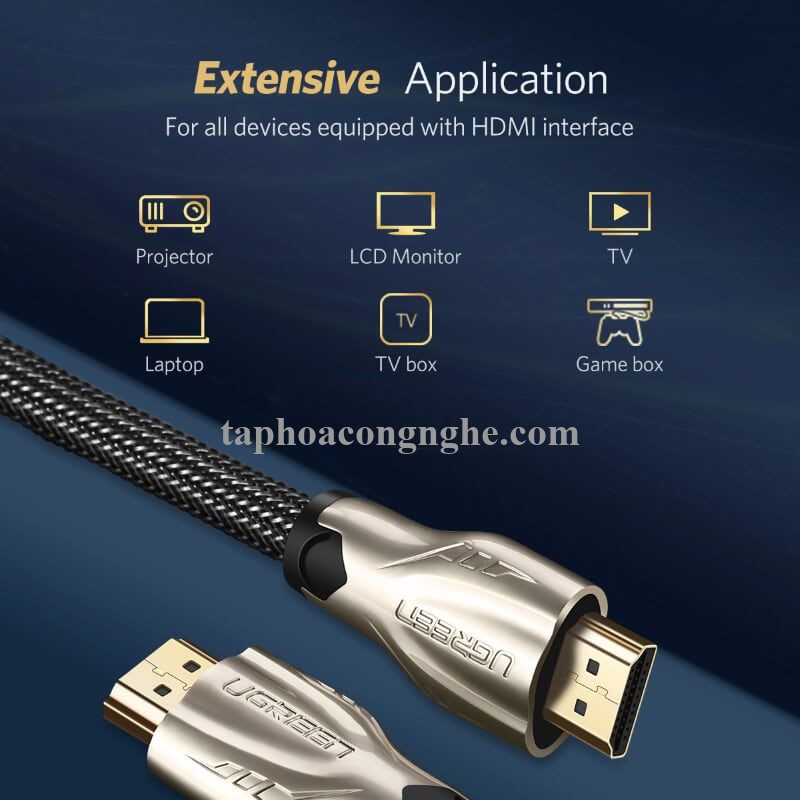 Ugreen 11195 10M màu Đen Cáp tín hiệu HDMI vỏ bọc lưới cao cấp HD102 30011195